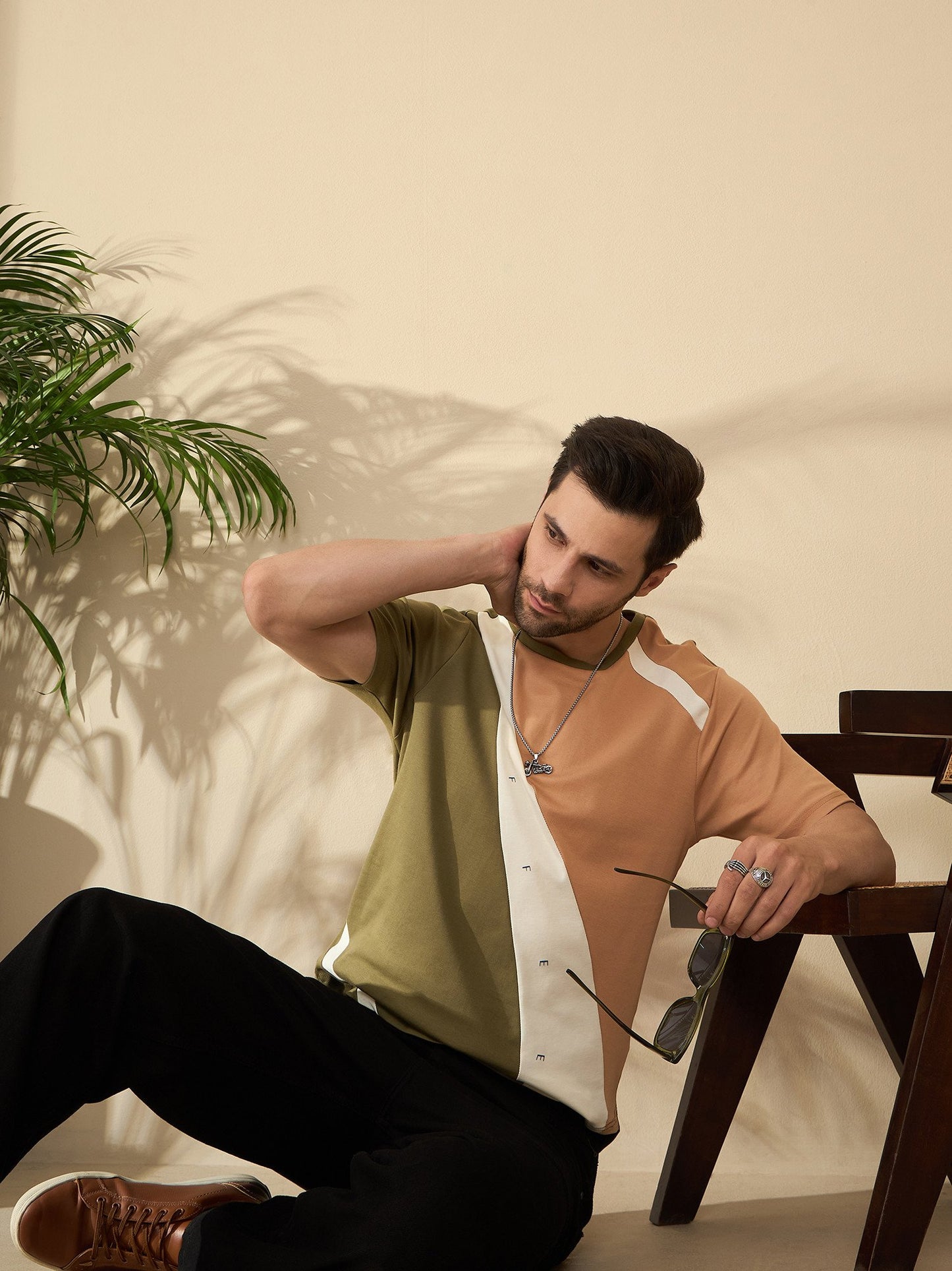 Premium Crew Neck T-Shirt – Everyday Comfort, Coffee-Inspired Colors (Olive - Beige)