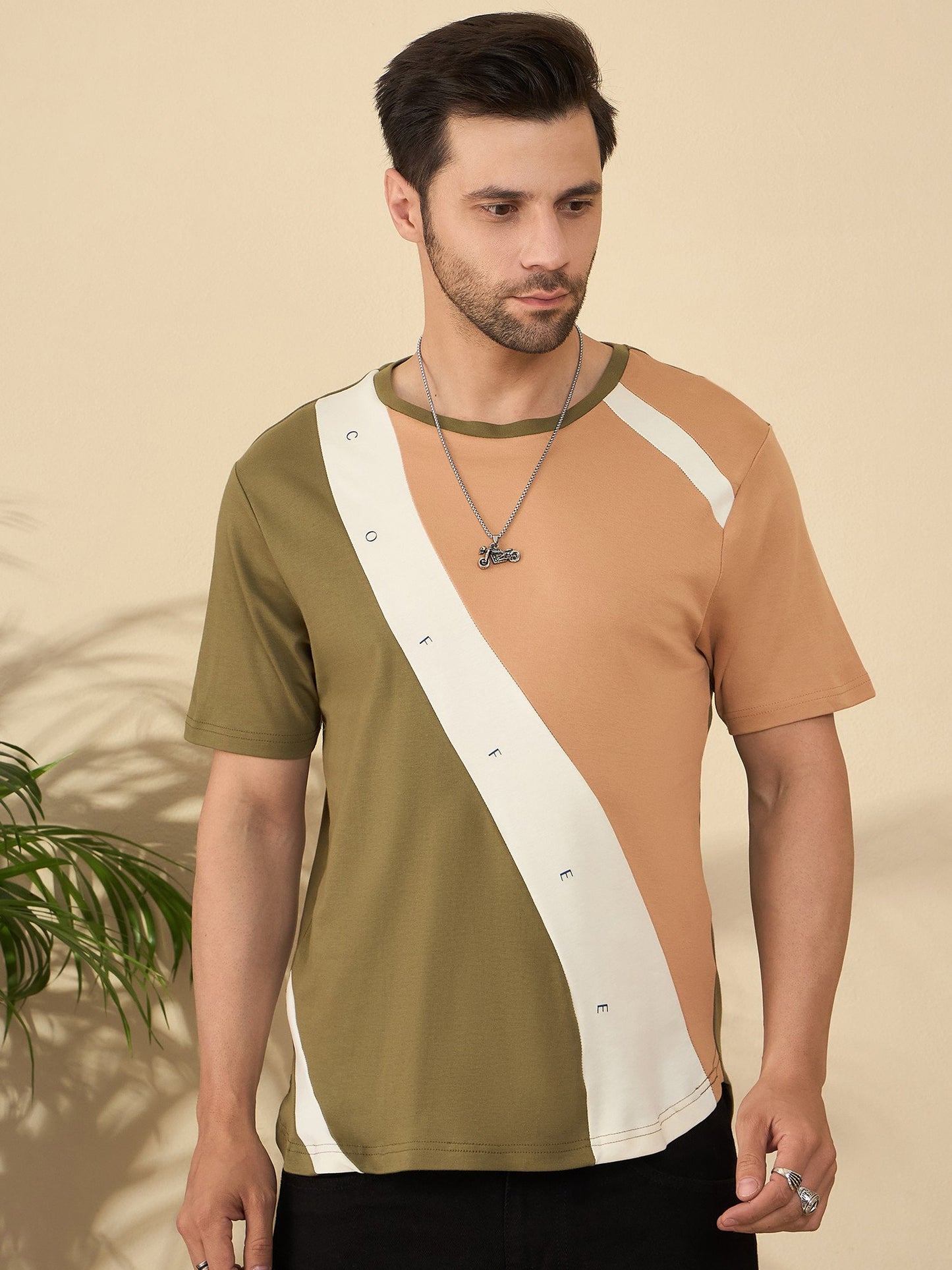 Premium Crew Neck T-Shirt – Everyday Comfort, Coffee-Inspired Colors (Olive - Beige)
