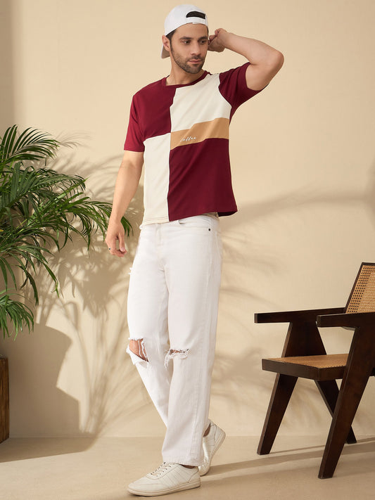 Signature Roast Panel T-Shirt – For the Bold and Brewed (Maroon)