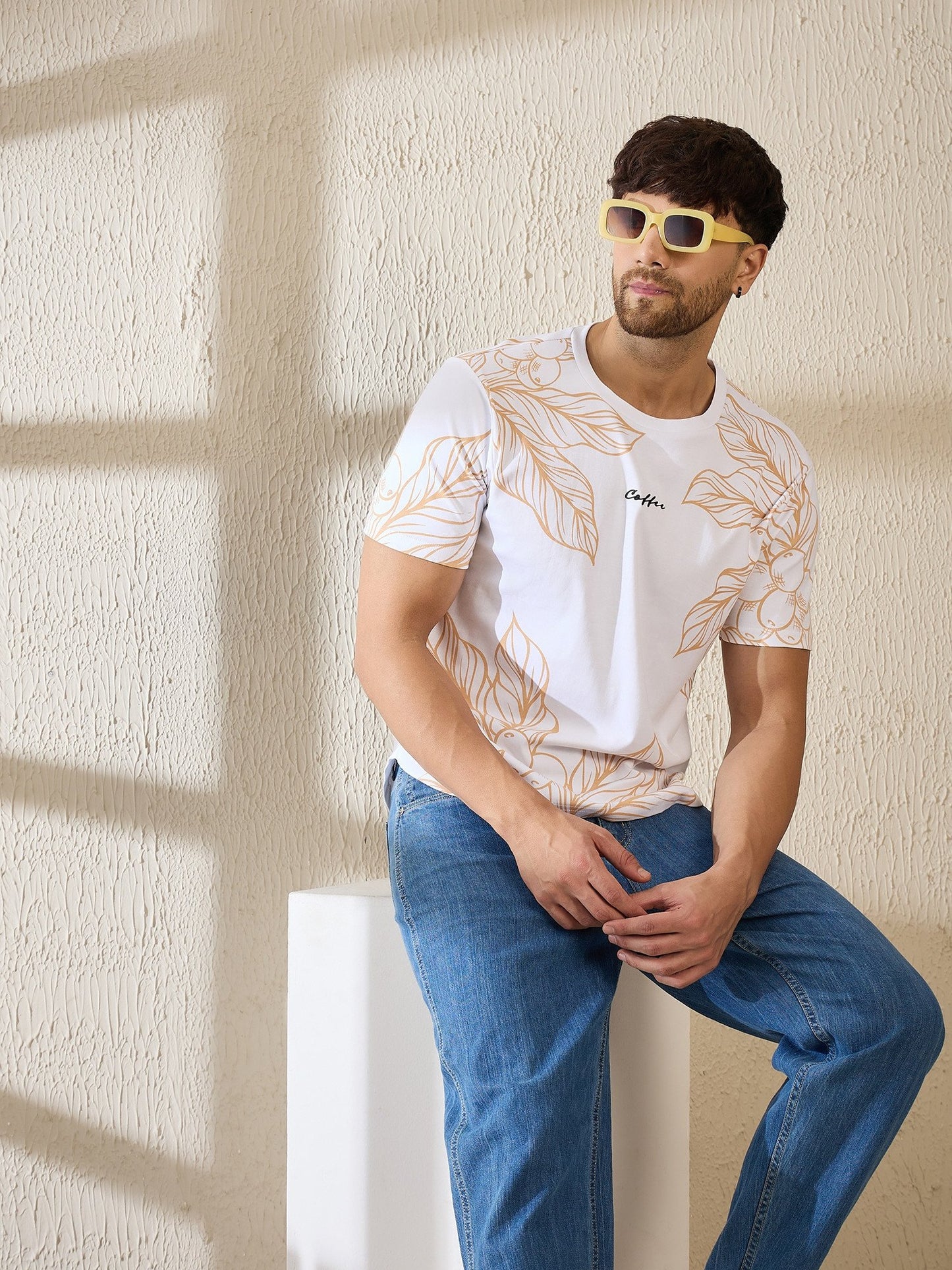 Premium Botanical Brew T-Shirt – Coffee Plant Art, Elevated Style (White)