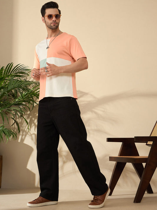 Signature Roast Panel T-Shirt – For the Bold and Brewed (Light Coral)