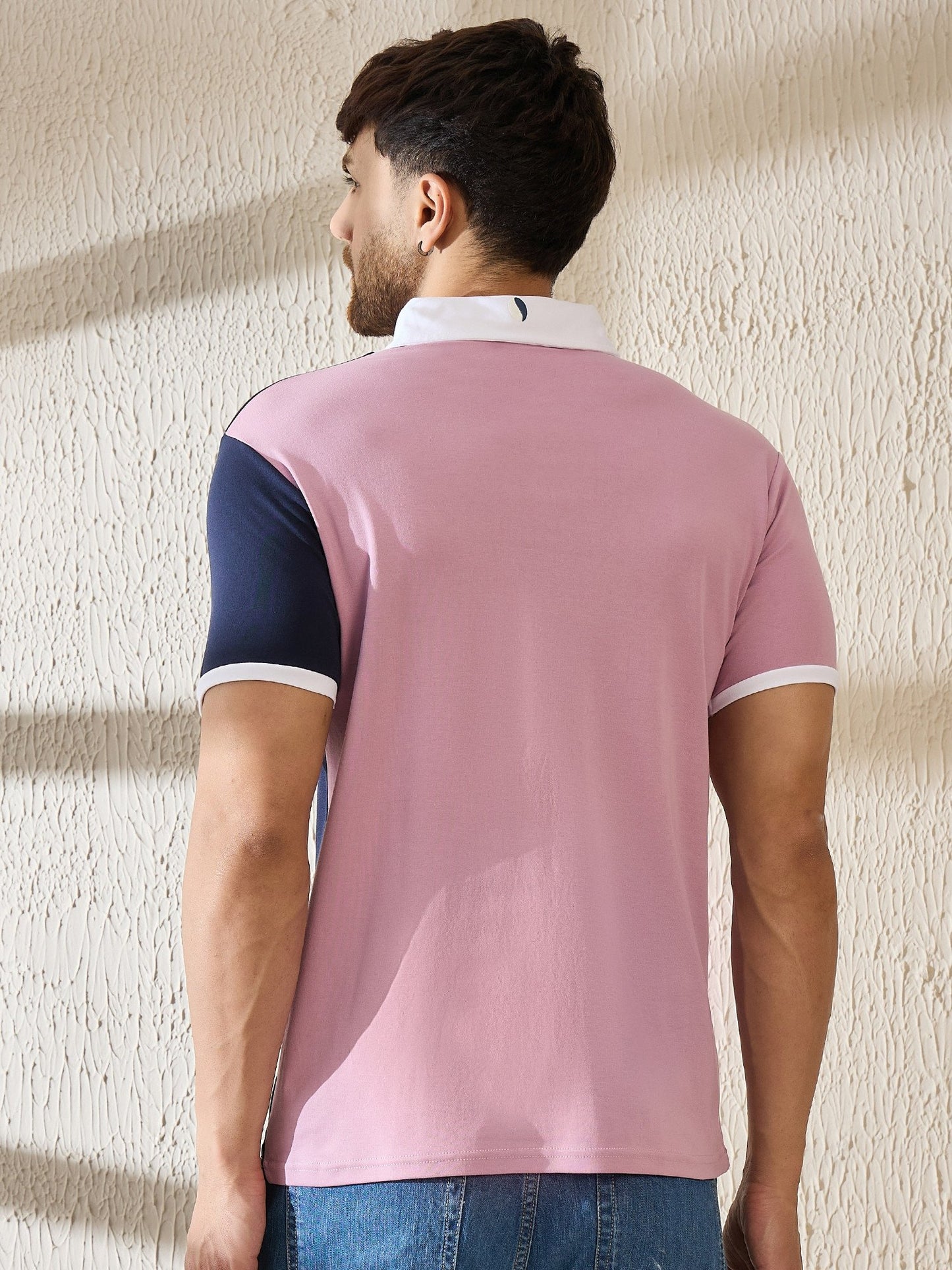 Premium Triple-Tone Polo – Bold Contrast for Coffee-Lovers (Lilac-White-Navy)