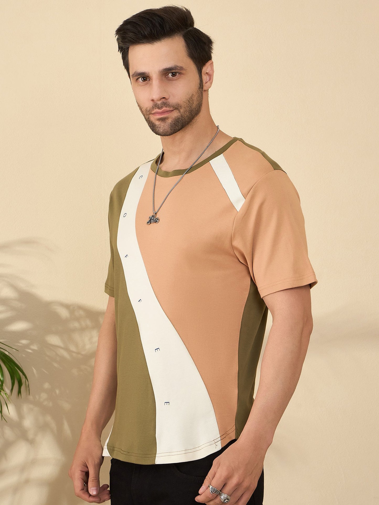 Premium Crew Neck T-Shirt – Everyday Comfort, Coffee-Inspired Colors (Olive - Beige)