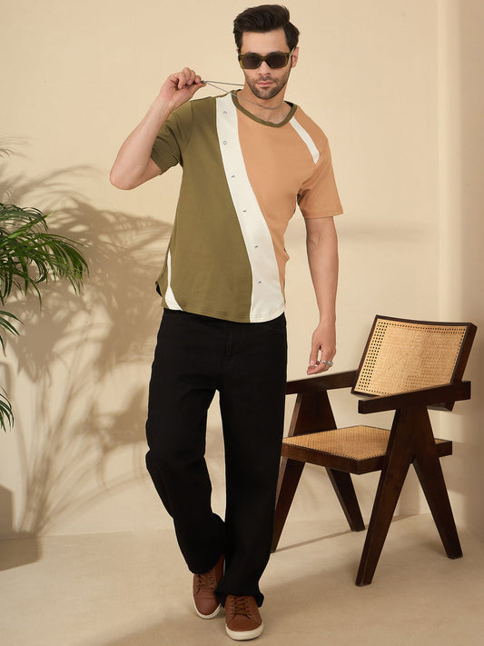 Premium Crew Neck T-Shirt – Everyday Comfort, Coffee-Inspired Colors (Olive - Beige)