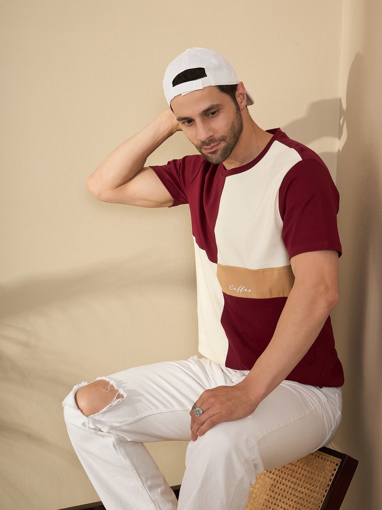 Signature Roast Panel T-Shirt – For the Bold and Brewed (Maroon)