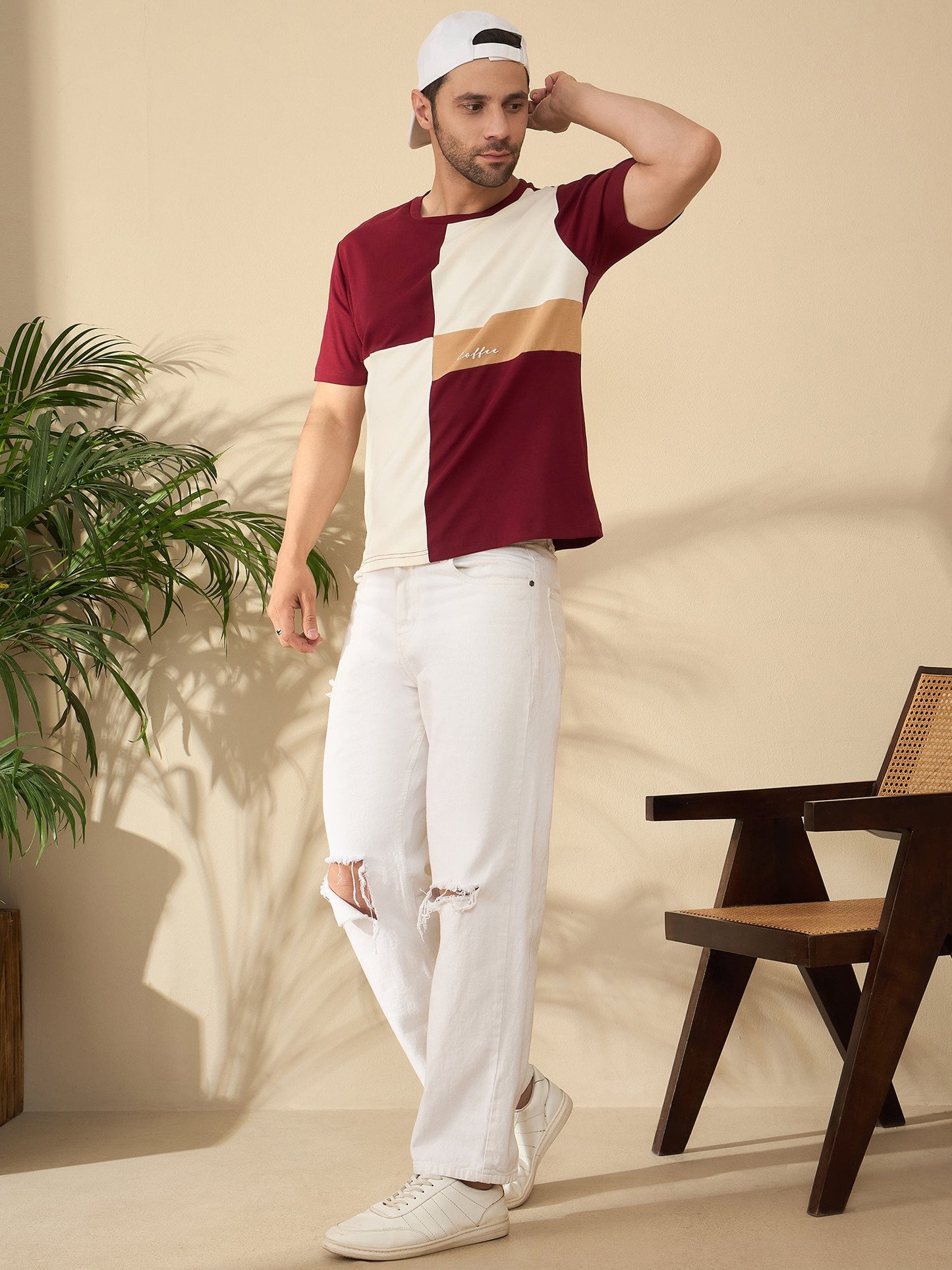 Signature Roast Panel T-Shirt – For the Bold and Brewed (Maroon)