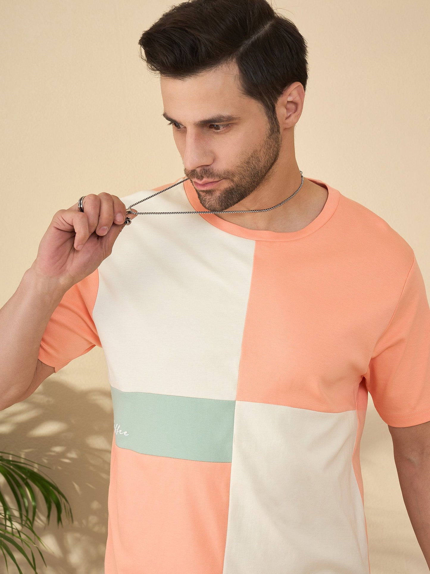 Signature Roast Panel T-Shirt – For the Bold and Brewed (Light Coral)