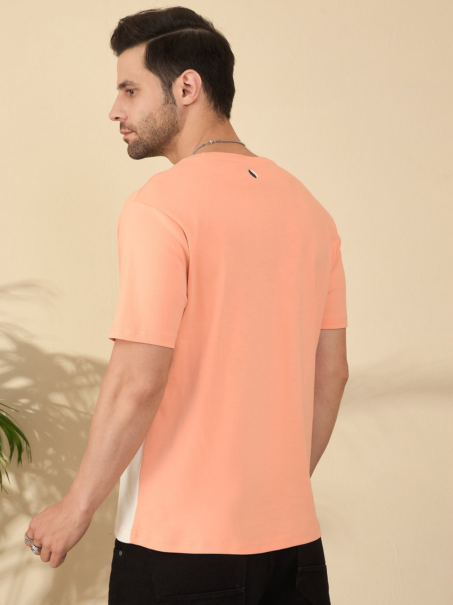 Signature Roast Panel T-Shirt – For the Bold and Brewed (Light Coral)