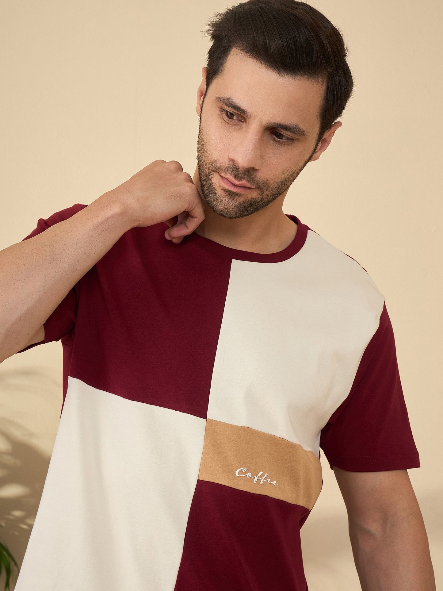 Signature Roast Panel T-Shirt – For the Bold and Brewed (Maroon)