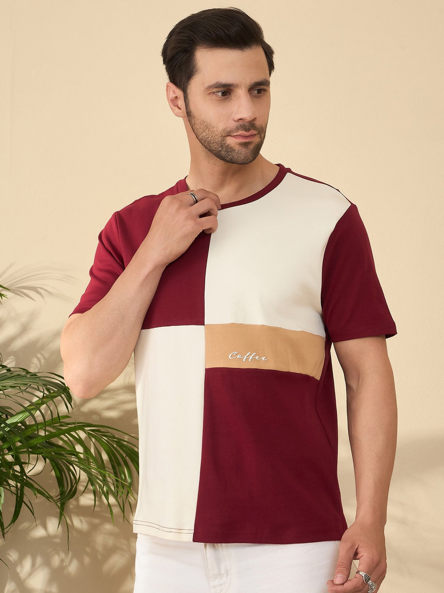 Signature Roast Panel T-Shirt – For the Bold and Brewed (Maroon)