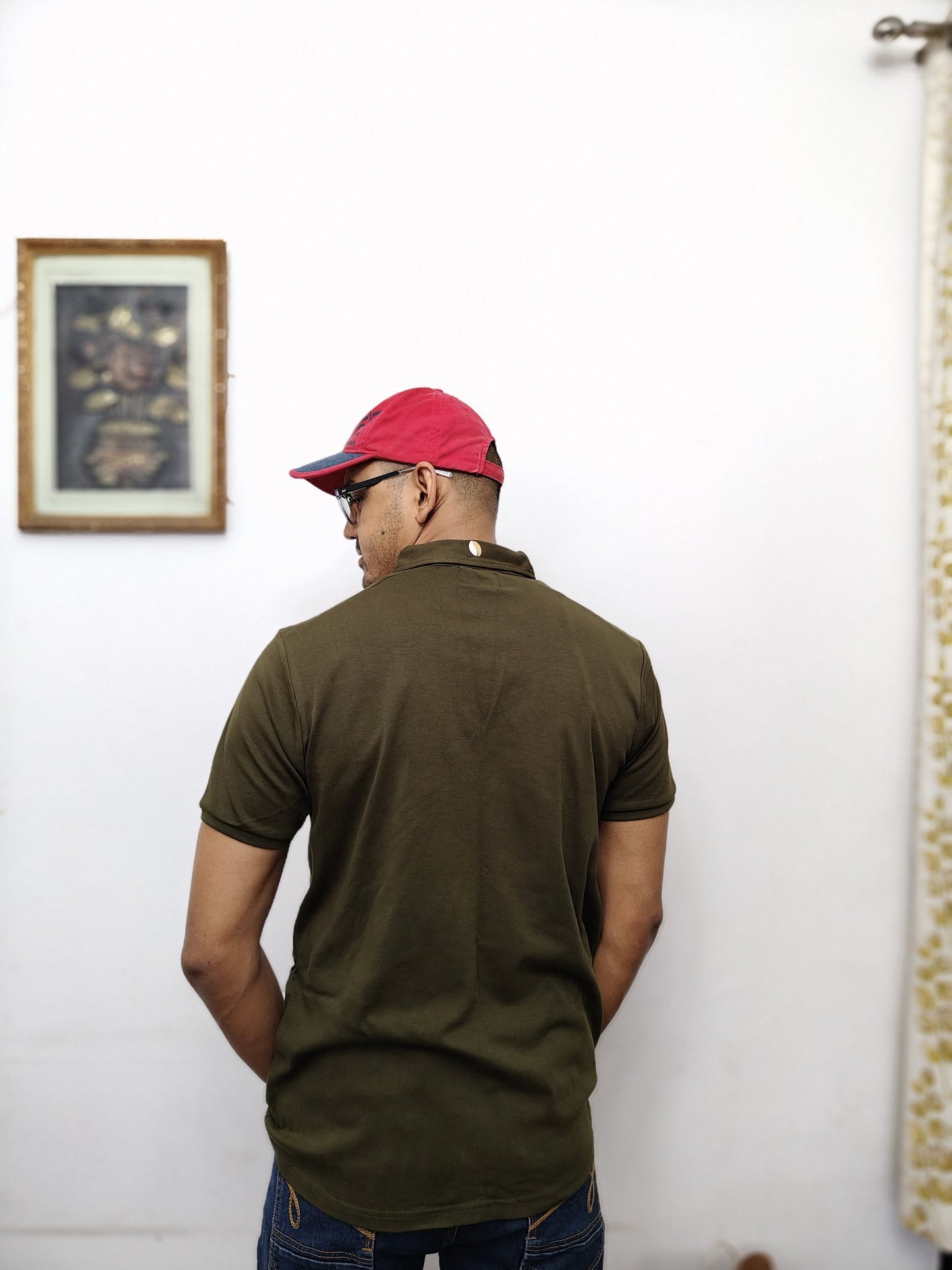 Premium Olive Polo with Contrast Shoulder Stripe – Sharp, Sporty & Brewed to Stand Out